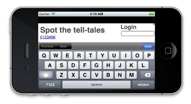 app showing some of the tell-tale signs of HTML