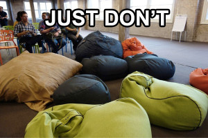 "Just Don't" photo of some beanbags used a meet up